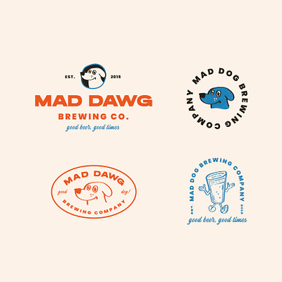 Mad Dawg Brewing Co. Secondary Logos & Marks badge beer beer branding branding brewery brewery branding design dog dog branding dogs doodle illustration illustrator logo modern retro retro badge retro mascot typography vintage