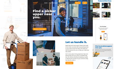 Landing Page for PickerUpper adobe adobe illustrator app branding dailyui design figma graphicdesign illustration landingpage logo typography ui uidesign uiux webdesign webpage website