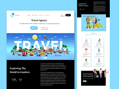 Travel Agency Landing Page UI Design creative dailyui design graphic design homepage illustration landing page logo marketing new pro templates themes tour travel agency travel website ui uiux vector web