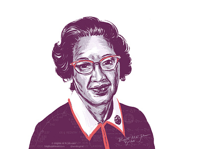 Katherine Johnson art digital art digital illustration huely huely 2021 huely challenge huely2021 illustration limited colour palette limited colours portrait portraiture stem women in stem