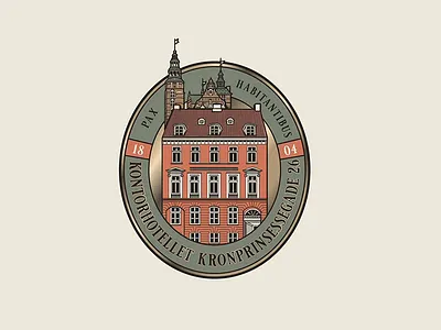 Kontorhotellet Kronprinsessgade 26 | Hotel Logo badge design badge logo castle castle design crosshatch denmark engraving etching hotel hotel branding hotel logo line art line work logo design logo designer vintage logo
