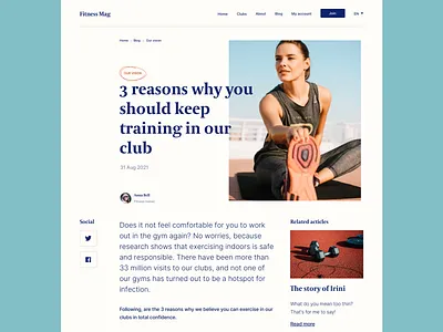 Blog blog blue clean daily ui dailyui fitness inter sport typography ui design