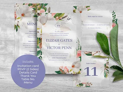 Delicate Touch - Elegant Wedding Invitation Set anniversary elegant invitation floral invitation card invitation design invitation set photoshop postcard rsvp save the date template watercolor wedding wedding card wedding invitation wedding invitation set wedding invite