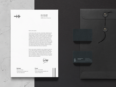 Melville Design – Stationery and business card and black brand branding business card design elegant furniture graphic design light lines melville paper photography print signature stationary white