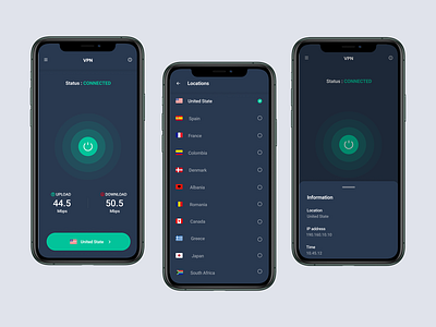 DailyUI - VPN app appdesign ui userinterface ux vpn