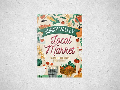 Sunny Valley local farmer's market poster branding design illustration illustrator lettering minimal poster vector