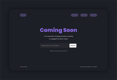 Coming Soon Page Design design ui