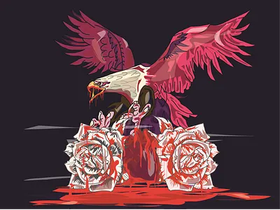 BloodRose america american argentina art blood design draw eagle illustration rose vector zombie