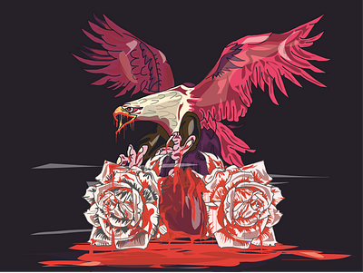 BloodRose america american argentina art blood design draw eagle illustration rose vector zombie
