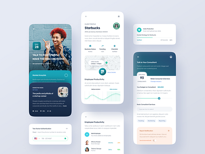 Consultant & CRM App. app blog business chart clean design details economic finance list location map mobile news profile service shop store ui ui kit