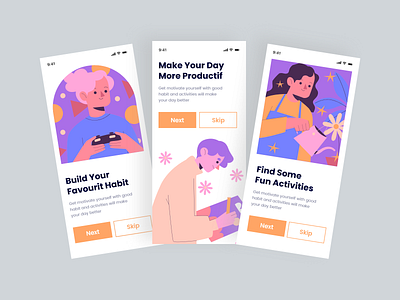 Good Habit - Onboarding Apps Design app cuberto halolabs illustrations mobileapps odama onboarding orelystudio owwstudio paperpillar piqodesign plainthing ui uiux uiuxdesign ux vektora website