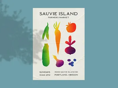 Sauvie Island Farmers Market Poster branding colorful design gradient grain grainy graphic design illustration minimal shape typography vector weekly warmup