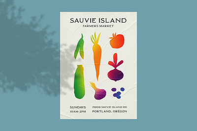 Sauvie Island Farmers Market Poster branding colorful design gradient grain grainy graphic design illustration minimal shape typography vector weekly warmup