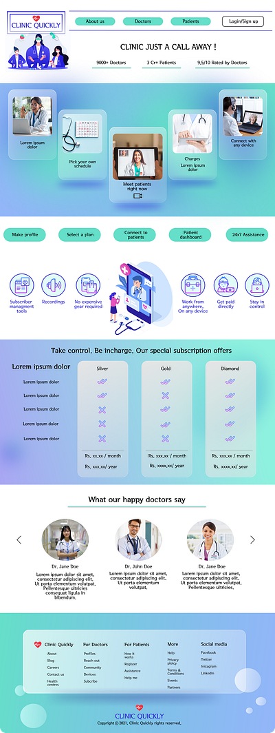 Clinic Quickly - Web app UI app clinic dailyui design doctor figma glassmorphic heathcare medical app ui ui design