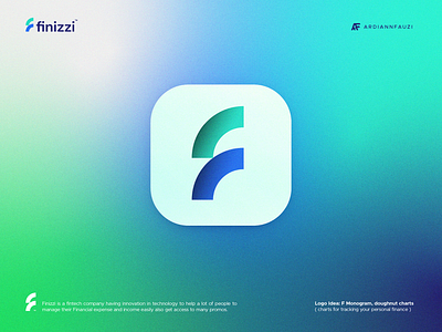 Finizzi Logo Design app brand brand identity branding budget tracker chart doughnut charts f monogram finance fintech icon ios logo logo design mark monogram personal finance pie chart startup symbol