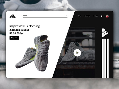 Daily UI Challenge #03 adidas adidas shoes black and white dailyui design ecommerce ecommerce landing landing landing page landing page design shoes shoes ecommerce ui ui design