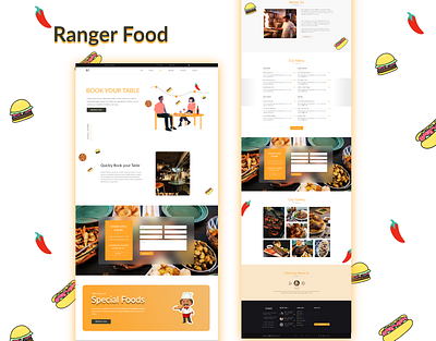 Ranger Food, A restaurant booking website. adobe xd booking website graphic design online booking restaurant website restaurants template ui uiux design web design