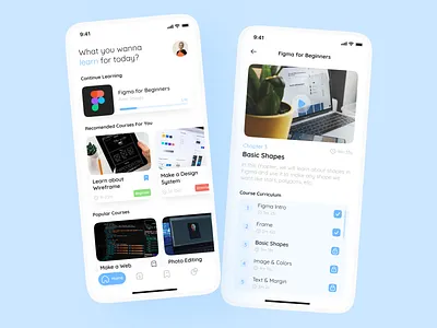 Course App app app design clean course figma learning minimal minimalist mobile mobile app mobile design ui ui design uiux ux ux design