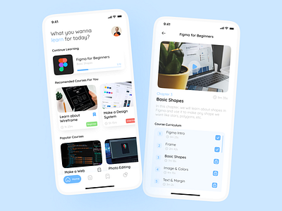 Course App app app design clean course figma learning minimal minimalist mobile mobile app mobile design ui ui design uiux ux ux design