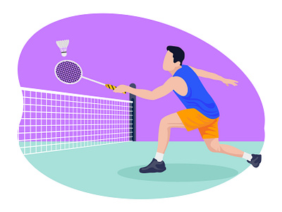 Male badminton player 👇 art design graphic illustration olympic