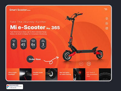 MI-Electric Scooter(Neon Orange Color) 3d branding charging design electric figma graphic design landing page minimal motion graphics orange scooter scooty typography ui ux website