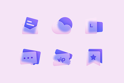 A set of matte icons 2.5d design icon mobile ui ux