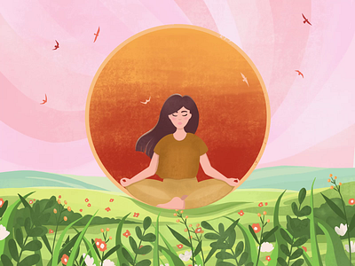 Harmony - Meditation Girl Illustration 2d art body character girl graphic design illustration meditation mind motion graphics practice relax woman yoga