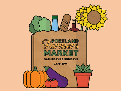 Portland Farmers Market - Weekly Warmup baguette eggplant fall farm farmer farmers market food grocery grocery shopping organic paper bag plants pumpkin shop soda water summer sun flower tomato vegetables wine