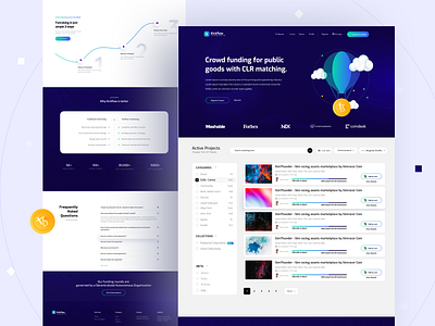 Kickflow.io - CLR Based Fundraising on Tezos blockchain blue clr crypto crypto landing page fundraising gitcoin indian design studio indianpix kickflow landing page sanket sanket pal tezos top indian crypto designer top indian designer trading xtz