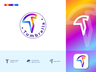 letter t logo, lettermark, umbrella brand identity a b c d e f g h i j brand identity branding conceptual logo creative design fintech k l m n o p q r s t u v w x y z lettermark logo logotype modern monogram typography logo umbrella logo vector logo wordmark logo