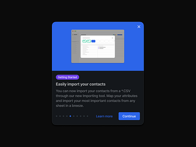 Onboarding Part II - Dark Mode crm dark dark mode education modal onboarding product ui