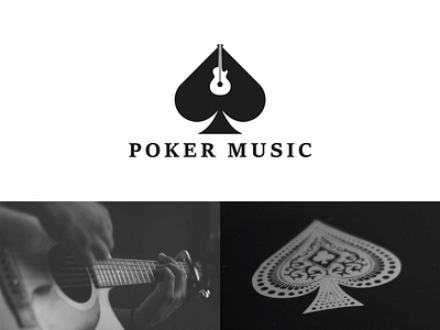 Poker Music Logo Concept blackjack branding cards casino dailylogo flat hearts logo logo agency logo maker logodesign logodesigner logotype music logo negative space playing card poker popular logo spades wild