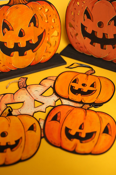 New! cute drawing halloween hand painted illustration painted pumpkin spooky