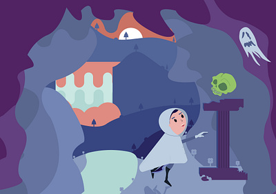 Character Design card cartoon cave character character design design designs ghost illustration illustrator postcard