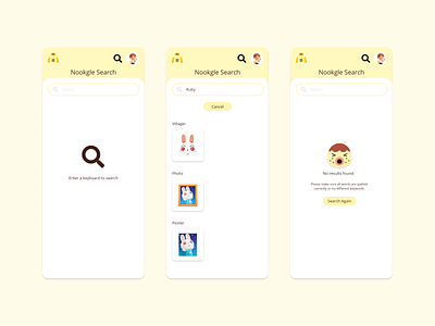 Animal Crossing App - Nookgle search ac ac design acnh animal crossing animal crossing: new horizon animal crossing: new horizon app app design appdesign design global search mobile mobile app mobileapp search ui ui design uidesign uiux ux uxdesign