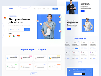 joinx blue branding clean design figma hire illustration job find job hire landing page minimalistic design ui ui design ux ui design web design website redesign