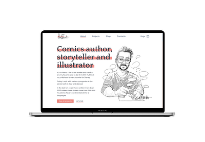 Personal website of comics book author 404 adaptive comic comics cv design desktop disney illustration logo personal personalwebsite typography ui ux vector