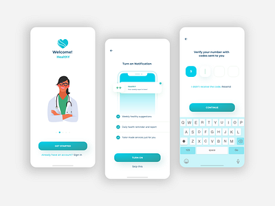 HealthY App UI design adobe xd advertising android app design brand identity branding design health app icon illustration medical promotion ui user experience user interface