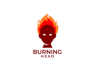 Burning Head Logo brand branding burn burning business company corporate fire flame head heat hot logo power strong superhero