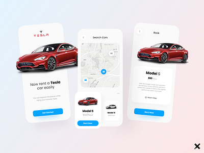Tesla Car App Design branding car app clean colors design dribbble dribbble best shot minimal mobile product rent app tesla typography ui ui design uiux uiux design ux ux design uxui