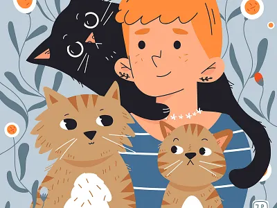 c a t s cats flowers girl love cats portrait redhead