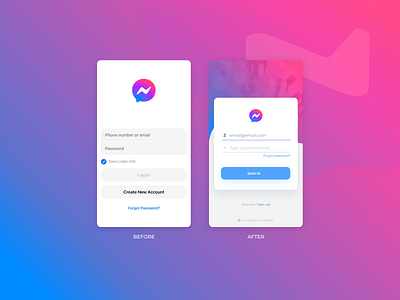 Messenger Login Screen Redesign facebook figma ios messenger mobile redesign