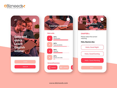 Online Courses & ELearning App UI/UX Design - eBizneeds android app design android app development app designer app designers app designers australia app developer app developers