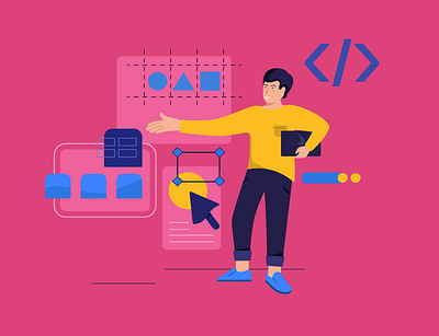 Coding web site. Learning platform for programmers and designers abstract blog character coding computer course css education experience html laptop learning pink programming python student study technologies web design web site