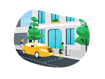 Recharging an electric car 2d adobe e mobility electric car illustration illustrator