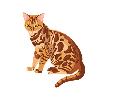 Bengal Cat Vector File 3d graphic design illustrator png