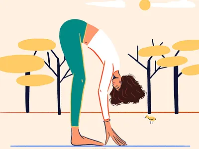 Yoga time character design fall hair illustration person texture yoga yogatime