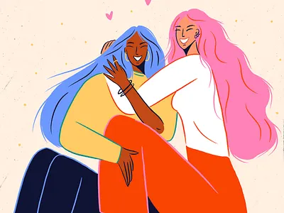 Friendship character friends friendship hair hug illustration person texture