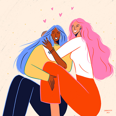 Friendship character friends friendship hair hug illustration person texture