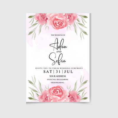 Watercolor wedding invitation card adobe illustrator graphic design hand drawing illustration invitation card watercolor watercolor flower wedding wedding card wedding frame